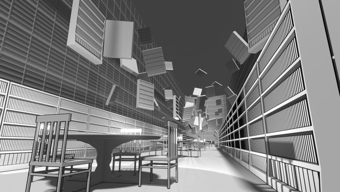 blenderで作った適当な背景を速度重視で適当に線画にするテスト 