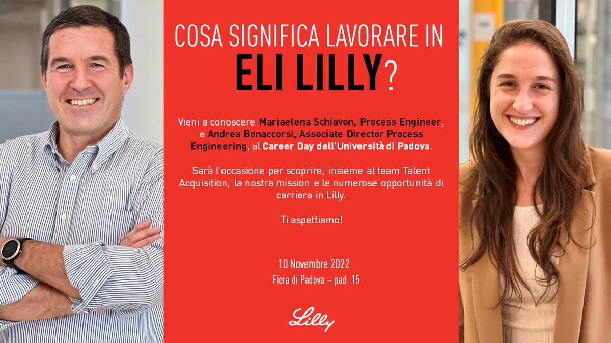 Stai concludendo o hai da poco completato un corso di laurea in Ingegneria, Economia o Scienze? Desideri entrare a far parte di un’azienda dinamica in cui trovare un ambiente stimolante ed innovativo? Vieni a conoscerci al Career Day Padova Fiera <a href="/UniPadova/">Università di Padova</a> #WeAreLilly