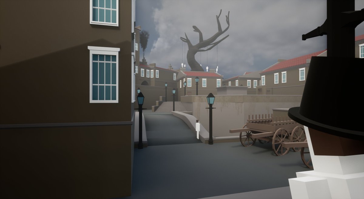 Jeff_J_Persson's tweet photo. For last weeks assignment at @thegameassembly I completed my Graphics intro couse. I created a Victorian Era London with inspiration from Dishonored and other fiction. We were each given a template to work from and we each had to create our own artistic version. #LD22 #Modular https://t.co/2WVluQgKJ5