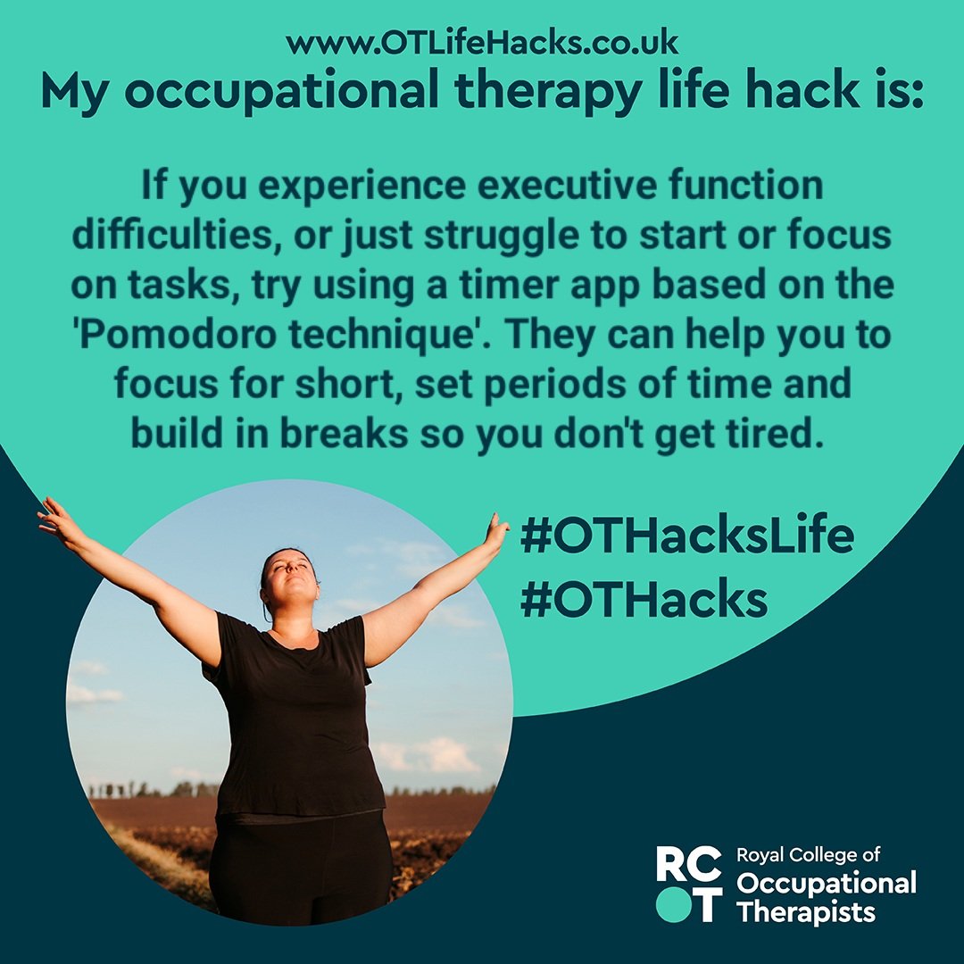 My tip this #OTWeek for study, work or getting the housework done. I'm using an app currently that grows a digital tree for every 25 mins of focus - fun and productive! 🌳 For more OT Life Hacks visit OTLifeHacks.co.uk  #OTHacks #OTHacksWork <a href="/CovUniOT/">Coventry Uni OT</a> <a href="/OTPlacementsCU/">Cov Uni OT Placement Team</a>