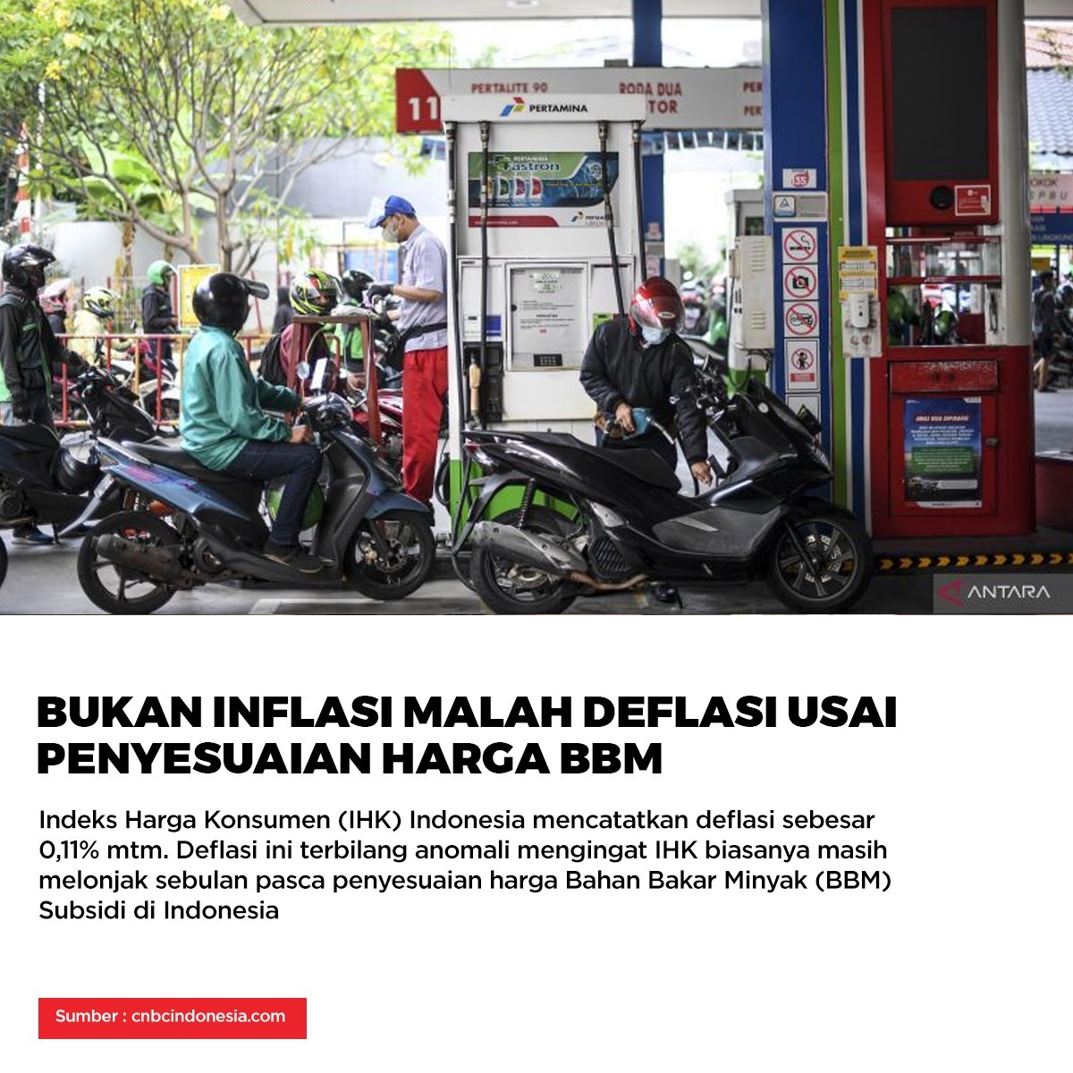 AnandaAin4's tweet photo. Bukan inflasi malah deflasi usai pemerintah menyesuaikan harga BBM #BBMSubsidiUntukWongCilik #TingkatInflasiTerjaga https://t.co/bXGmVPzf8I