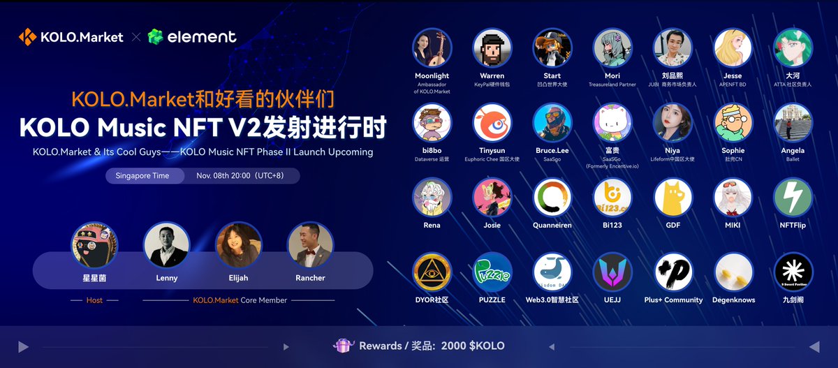 古典音乐NFT项目KOLO，北京时间晚8点KOLO官方团队举办的一场AMA，正在进行！