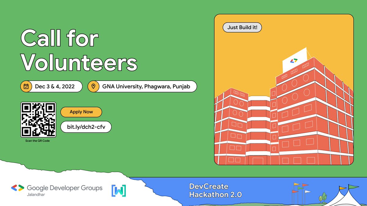 GDGJalandhar's tweet image. 🔊 Call for Volunteers for #DevCreateHackathon

Welcoming everyone who are eager to learn &amp;amp; grow, despite one's background, professional experience.

If you are a Multitasking Ninja, this is for you. 

A chance to join GDG Jalandhar Team -&amp;gt; bit.ly/dch2-cfv

#GDGJalandhar