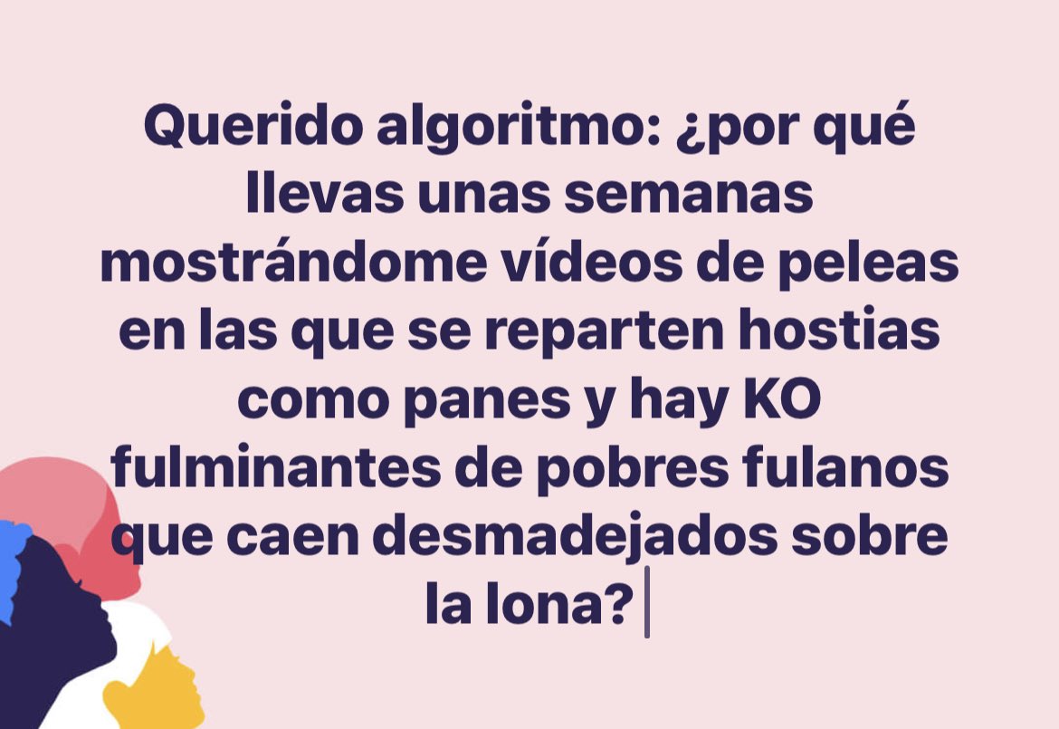Jesus_Lens's tweet image. Querido algoritmo: ¿por qué llevas unas semanas mostrándome vídeos de peleas en las que se reparten hostias como panes y hay KO fulminantes de pobres fulanos que caen desmadejados sobre la lona?