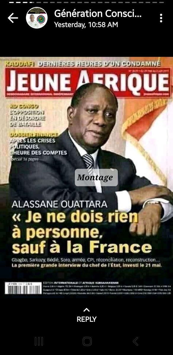 La couverture de jeune Afrique que les panafricons ont modifié comme ils savent bien le faire pour manipuler les faibles d'esprit.
Votre haine pour M. <a href="/AOuattara_PRCI/">Alassane Ouattara</a> , renforce notre Amour pour lui. Soyez en rassurés !
#CIV225 #Mali #Niger #Togo #Bénin #Burkina