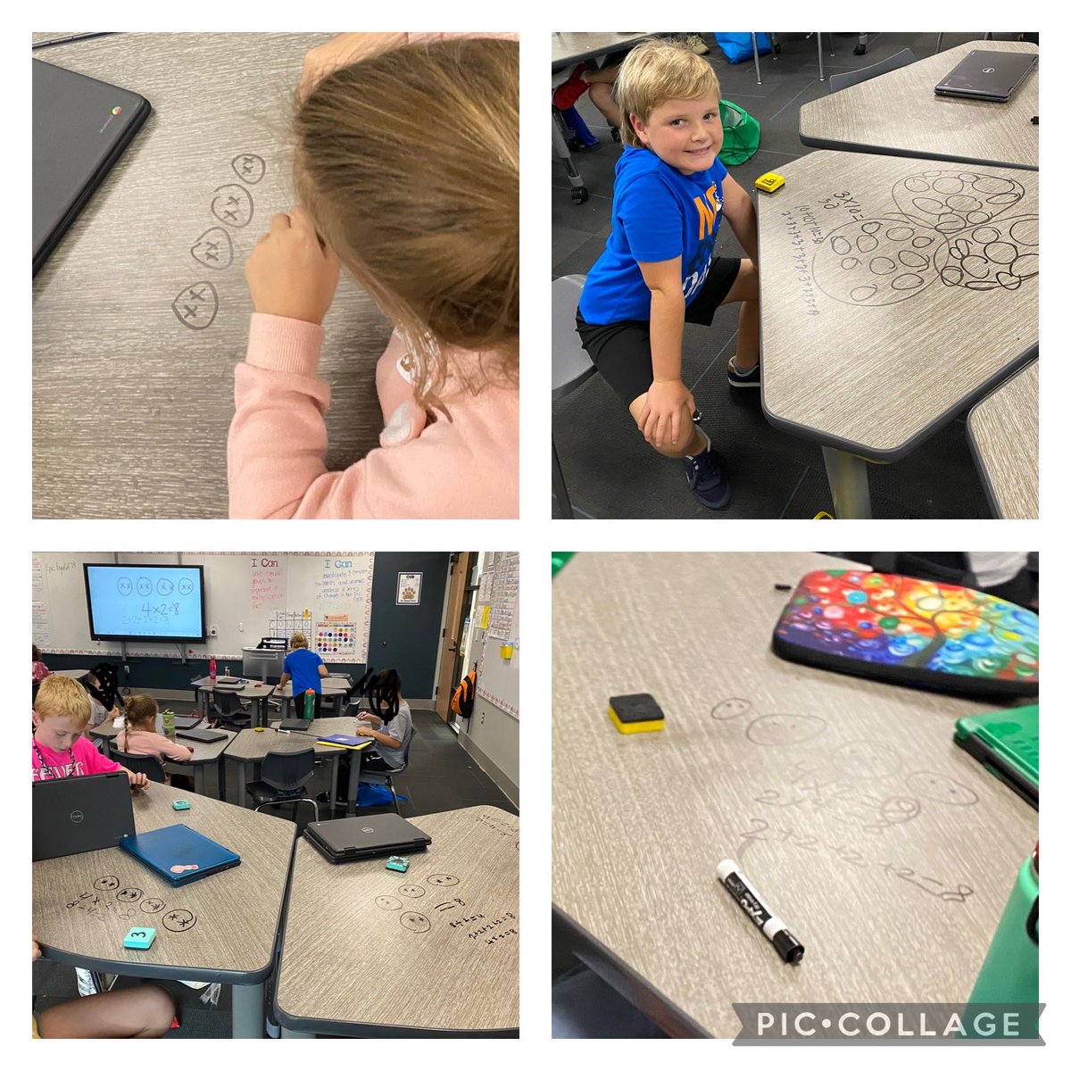 MrsKPirani's tweet photo. We practiced creating equal groups to represent a multiplication fact! Some friends added repeated addition, too! ⁦@canSTEM⁩ #BeCannonProud https://t.co/TbtSjX0IUO