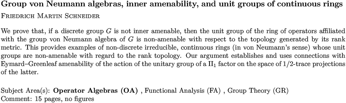 arxiv.org/abs/2211.03537…
F M Schneider
Group von Neumann algebras, inner amenability, and unit groups of
  continuous rings