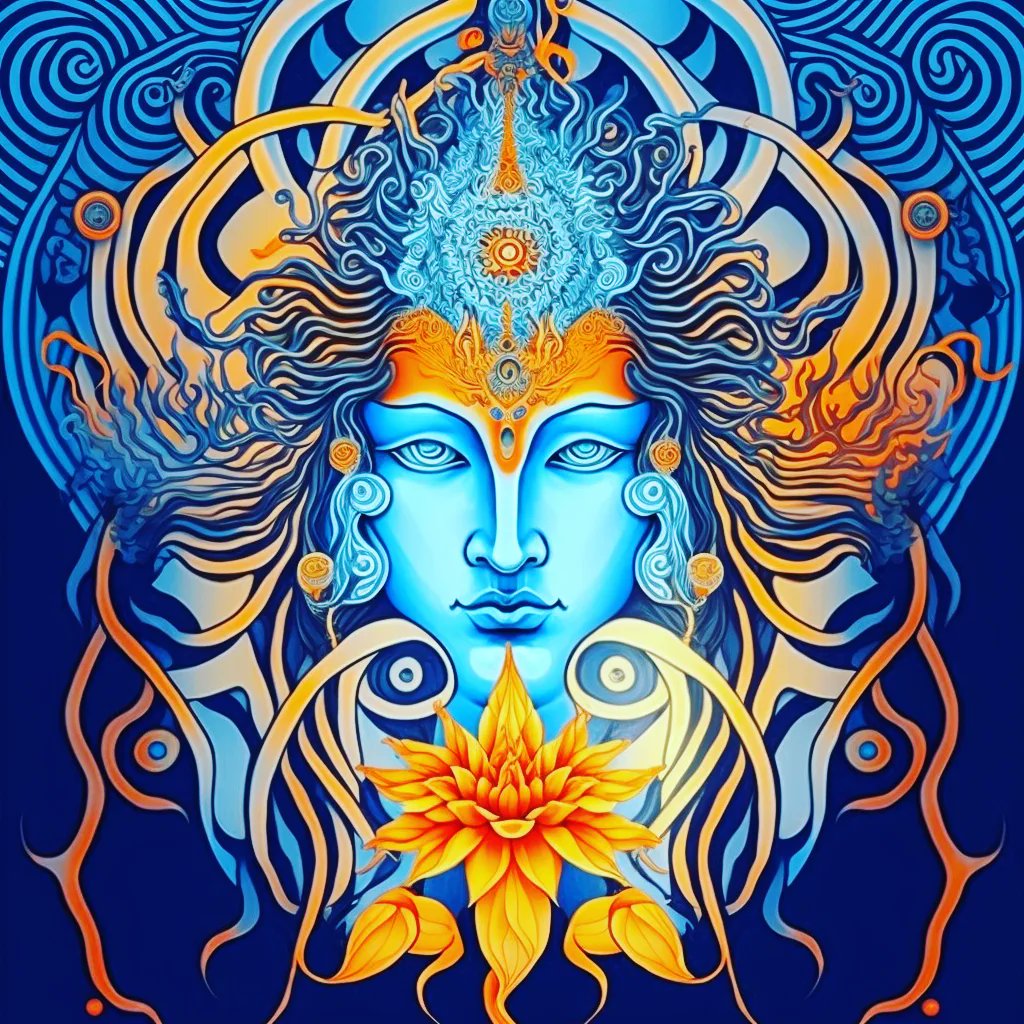 retinafunk's tweet photo. I started to imagine Shiva with Midjourney V4, then when adding DMT to the re-mix ( prompts) things started to get interesting after a few iterations #psychedelicart #art #coverart #ganesh #dmtentity #dmt #aiart #midjourneyart #midjourneyv4 #shiva #psyart #visionaryart https://t.co/cIs8ff8gUE