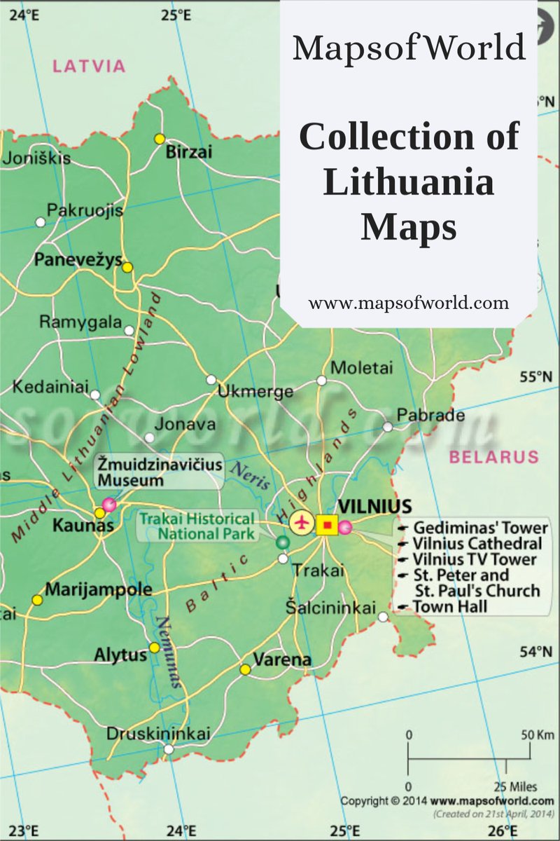 mapsofworld's tweet image. #Lithuania #LithuaniaMap - @mapsofworld 
Lithuania, known as the Republic of Lithuania officially, is a country in the Baltic Region of Europe. The country covers an area of 65,300 km2. Independence Day of Lithuania is celebrated on February 16 each year.
mapsofworld.com/lithuania/