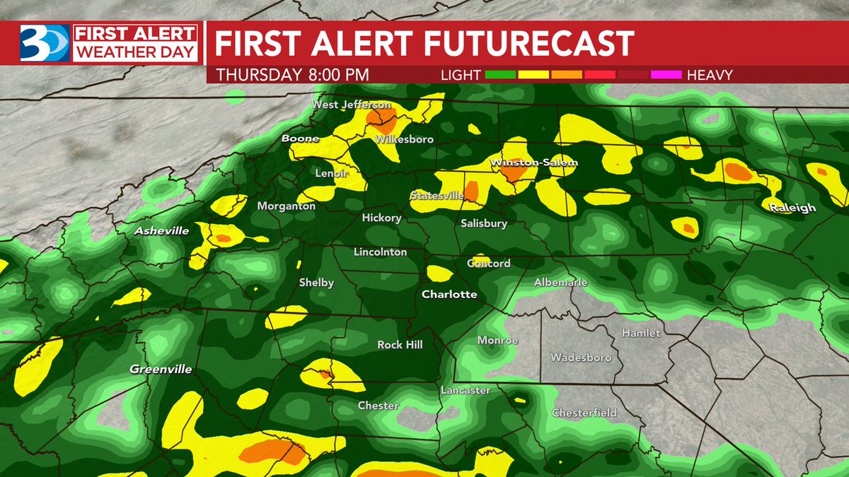 FIRST ALERT: On the current track, #Nicole will race north from Florida Thursday & so I am now thinking rain will overspread the @wbtv_news area late Thursday & continue into Friday. @panthers game & #CLT-area HS playoff football games probably wet. #NCwx #SCwx #CLTwx https://t.co/HMLQmWxCVt