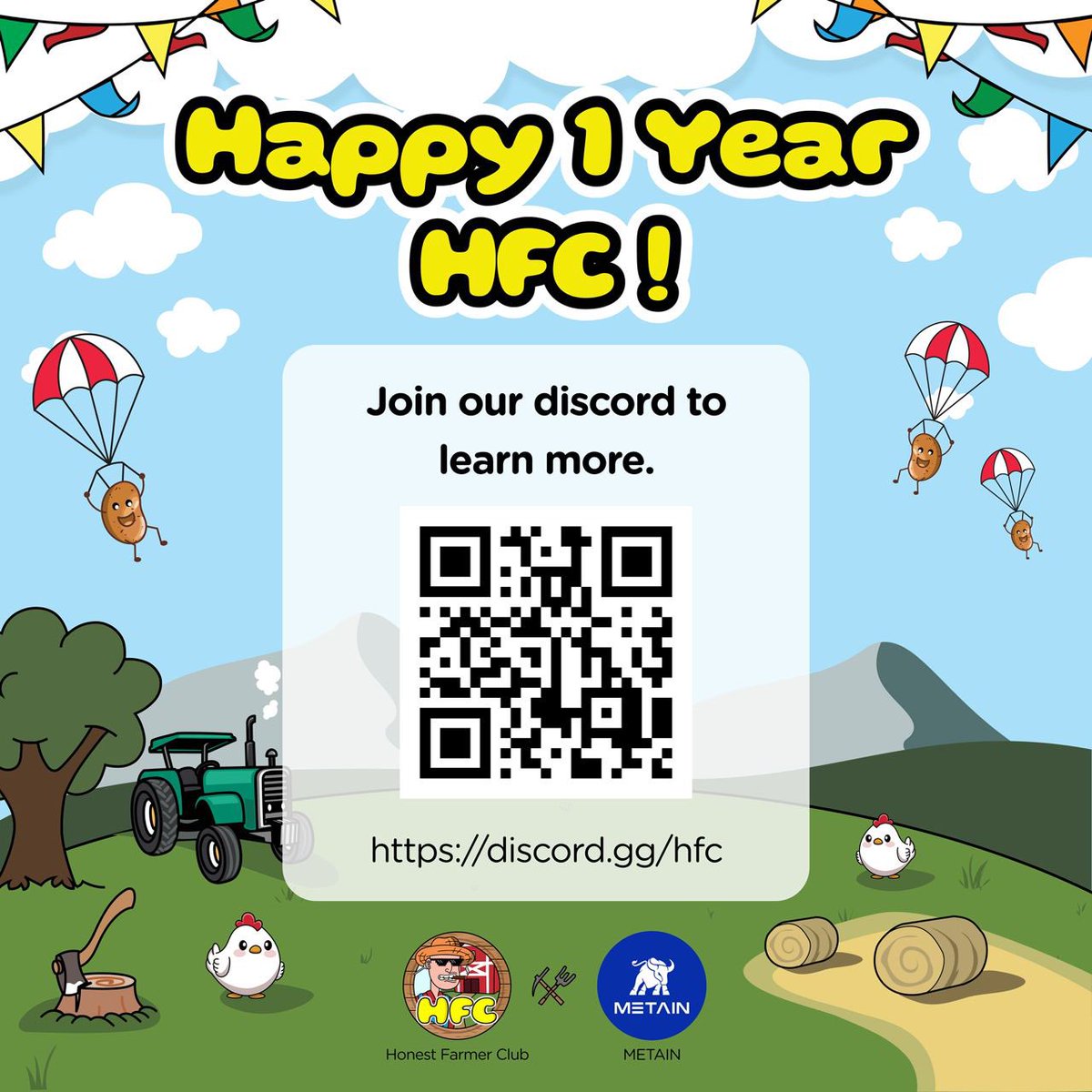METAINio's tweet photo. This Friday marks the 1st Howdyversary (1 year anniversary) of @farmerNFT - #METAIN's community partner

Let’s join and celebrate their Howdyversary this coming November 12, 2022. Lots of activities and prizes will be given away on their special day

#honestfarmerclub #howdygames https://t.co/eFLBaz304u