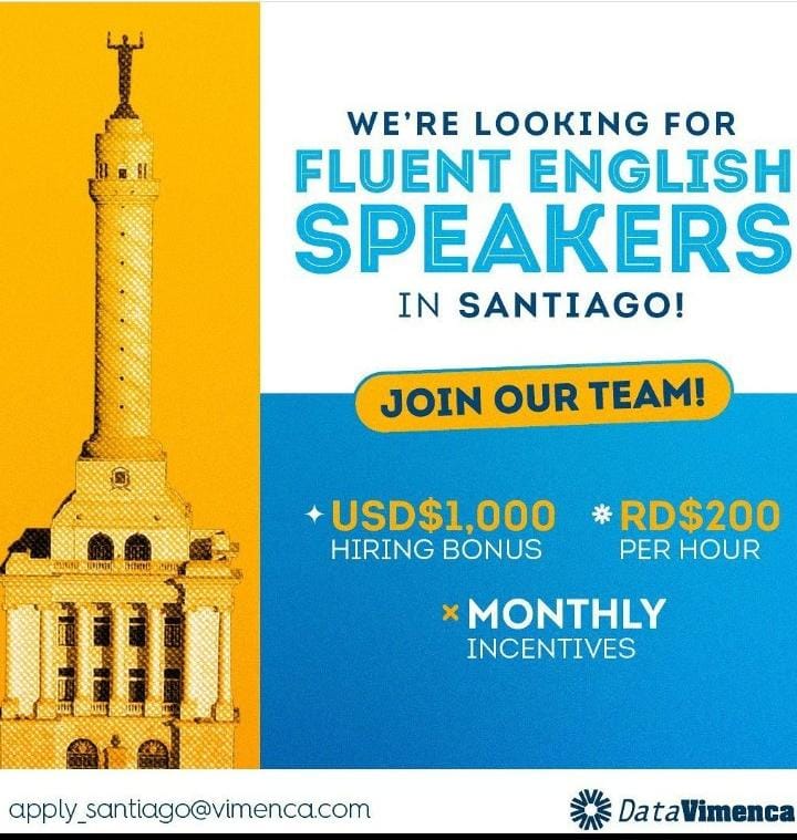 HVimenca's tweet photo. Estamos buscando candidatos que manejen nivel de ingles avanzado para trabajar servicio al cliente. 
180 y 200 pesos la hora, Pago semanal ,2 días libres a la semana. Interesados enviar su cv informando donde viste el mensaje a: nduran@datavimenca.com https://t.co/knSJajYyEM