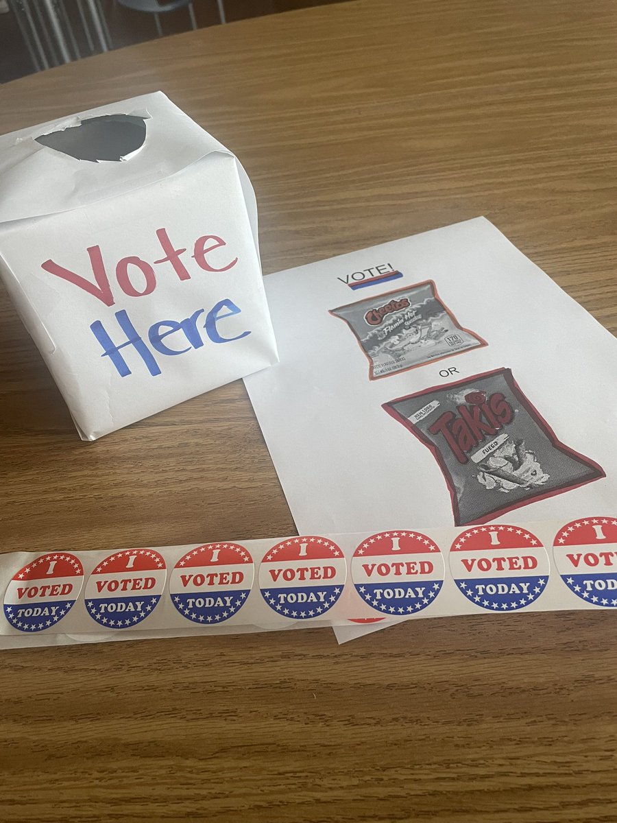 Adults aren’t the only ones voting today! 5th graders here at <a href="/KeaneElementary/">KEANE ELEMENTARY</a> will be voting on which spicy snack is better? Hot Cheetos or Takis?! Check in later today for the results! #democracy #schenectadyrising
