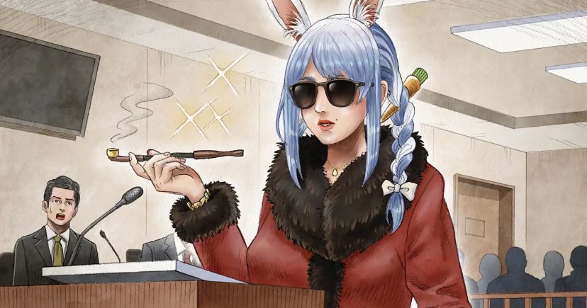 usada pekora 1girl sunglasses animal ears rabbit ears braid 1boy blue hair  illustration images