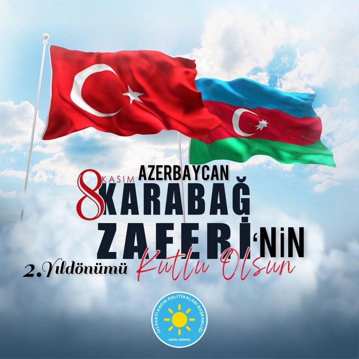 Karabağ'ımızın kalbi Şuşa'da, Türk'ün şanlı bayrağını tekrar yükselten #KarabağZaferi kutlu olsun.