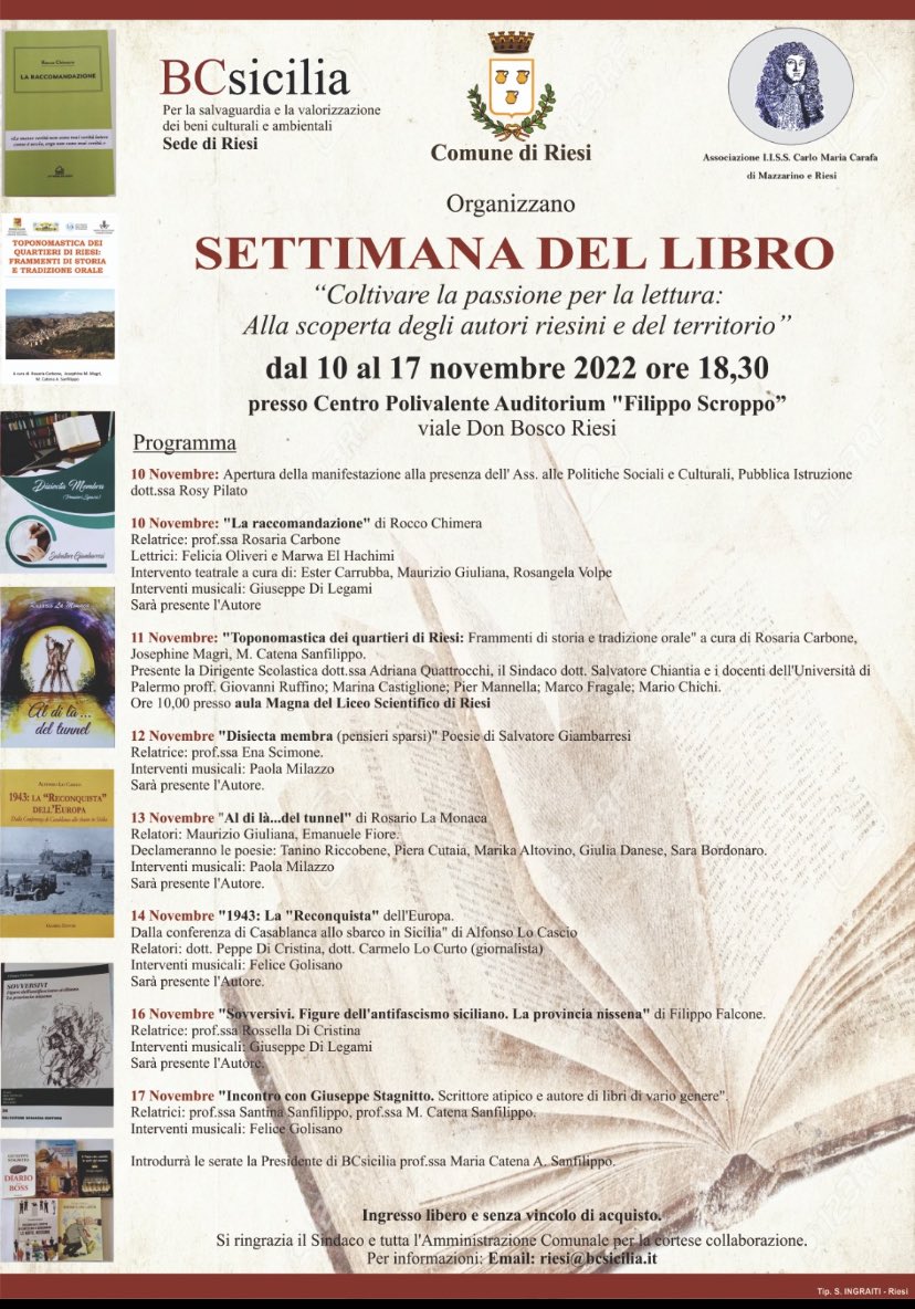 LRiabitare's tweet image. #Riesi settimana del libro