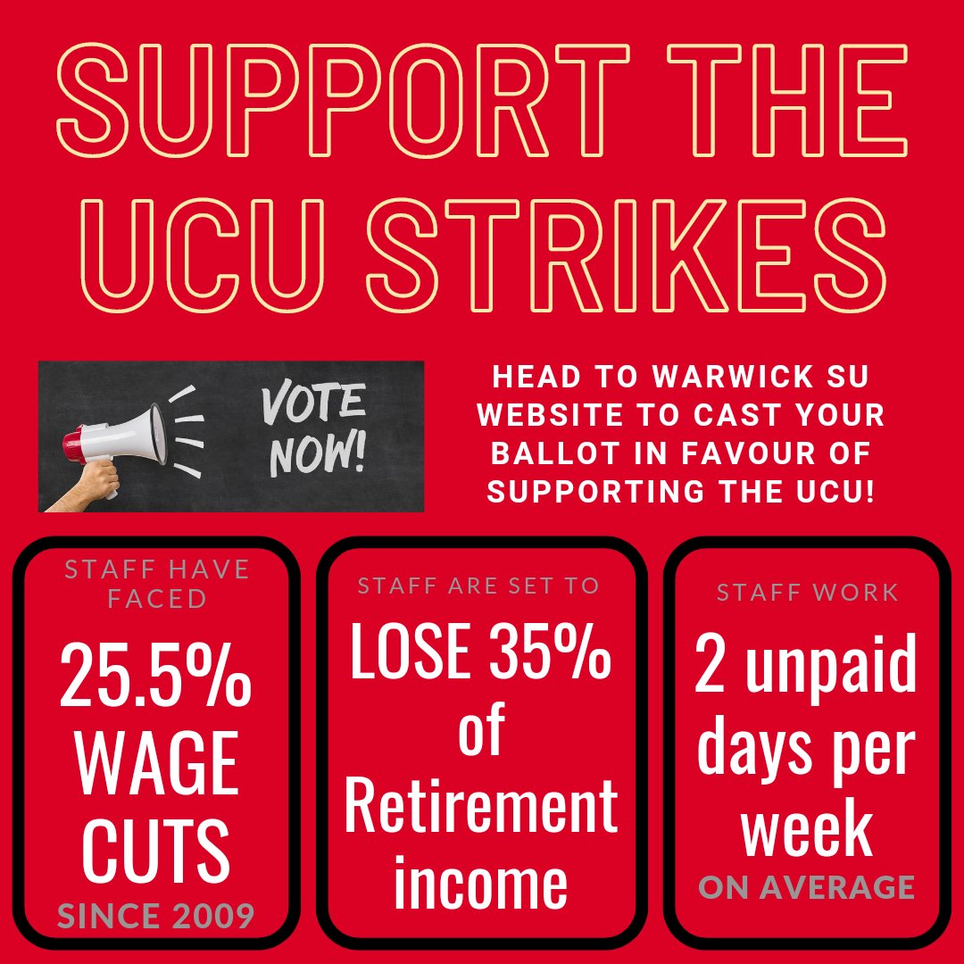 warwickleftsoc's tweet image. If you're a student at #WarwickUni go and support the @ucu by voting in the All Student Vote!! 

#UCU
#supportstrikes 
#warwick
#warwickuni