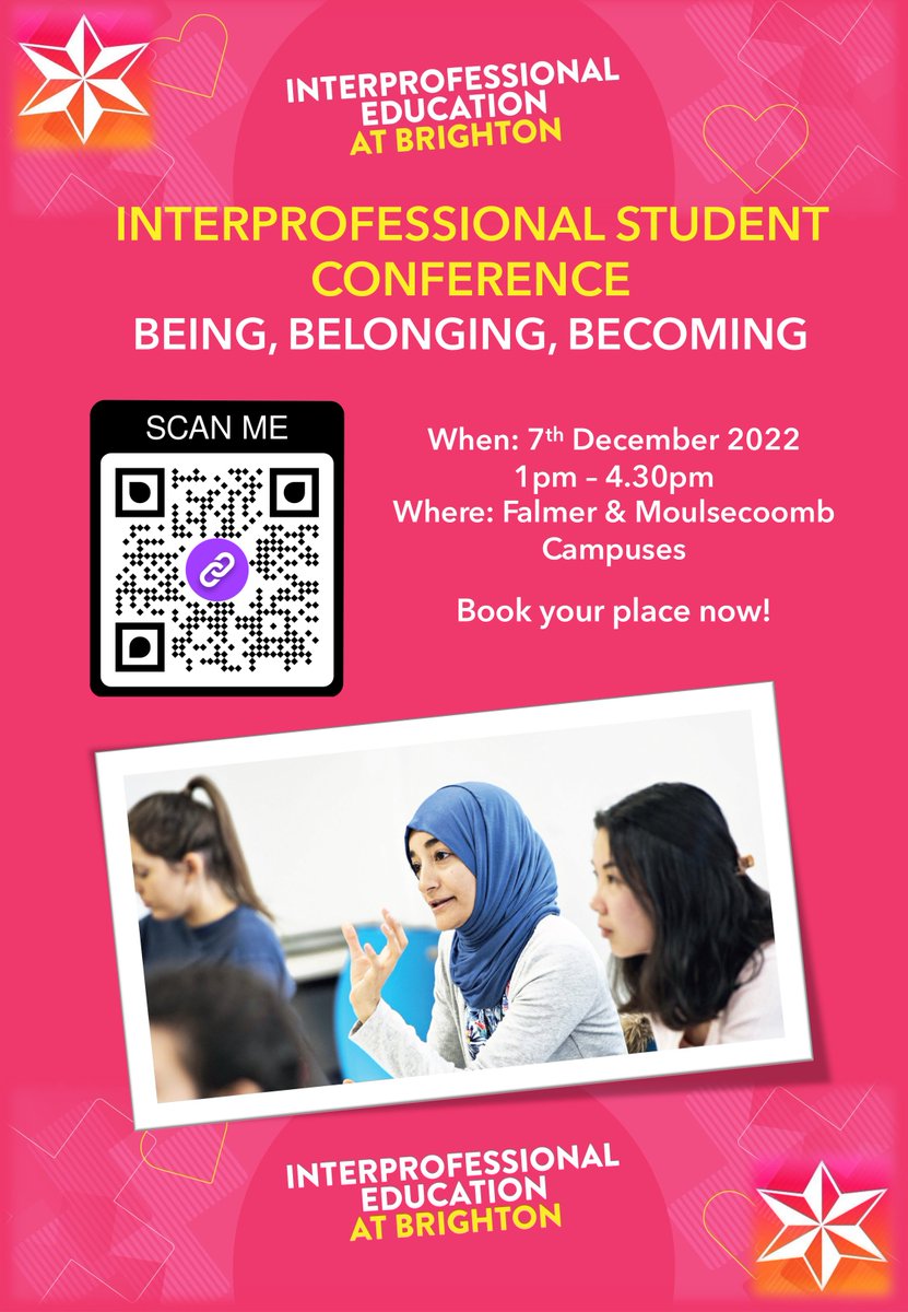 BrightonIPE's tweet photo. Registration is now open for our new IPE Student Conference 'Being, Belonging, Becoming'!!

This event is open to all 1st year students studying on Health and Social Care courses at the @uniofbrighton so make sure you sign up to secure your place.

#IPE @CAIPEUK https://t.co/VZTXS5kemH