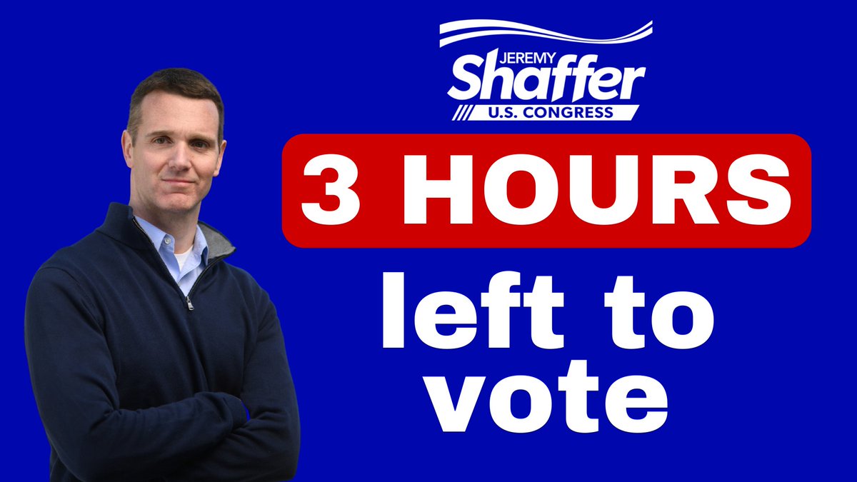 THREE HOURS LEFT TO VOTE! Stop by your polling location on your way home from work and be sure to cast a ballot. 

After you vote, come join us at the DoubleTree in Greentree at 8:00pm to celebrate with me #PA17