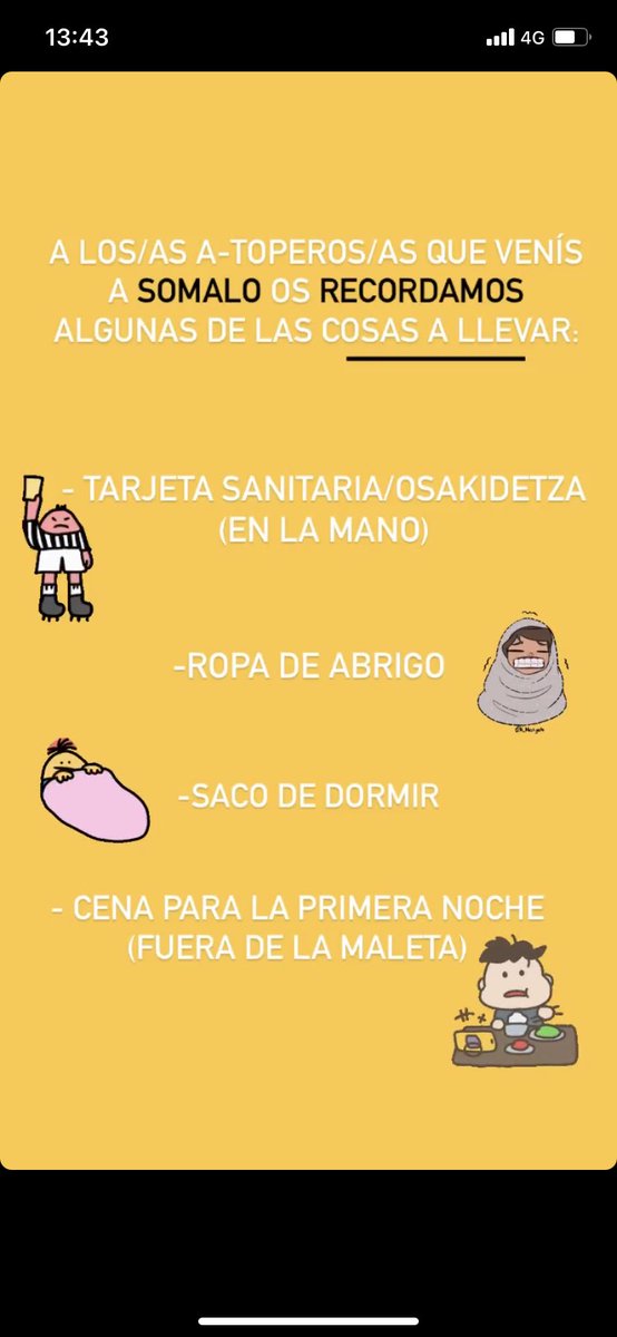 Recordatorios para apuntados a Somalo: