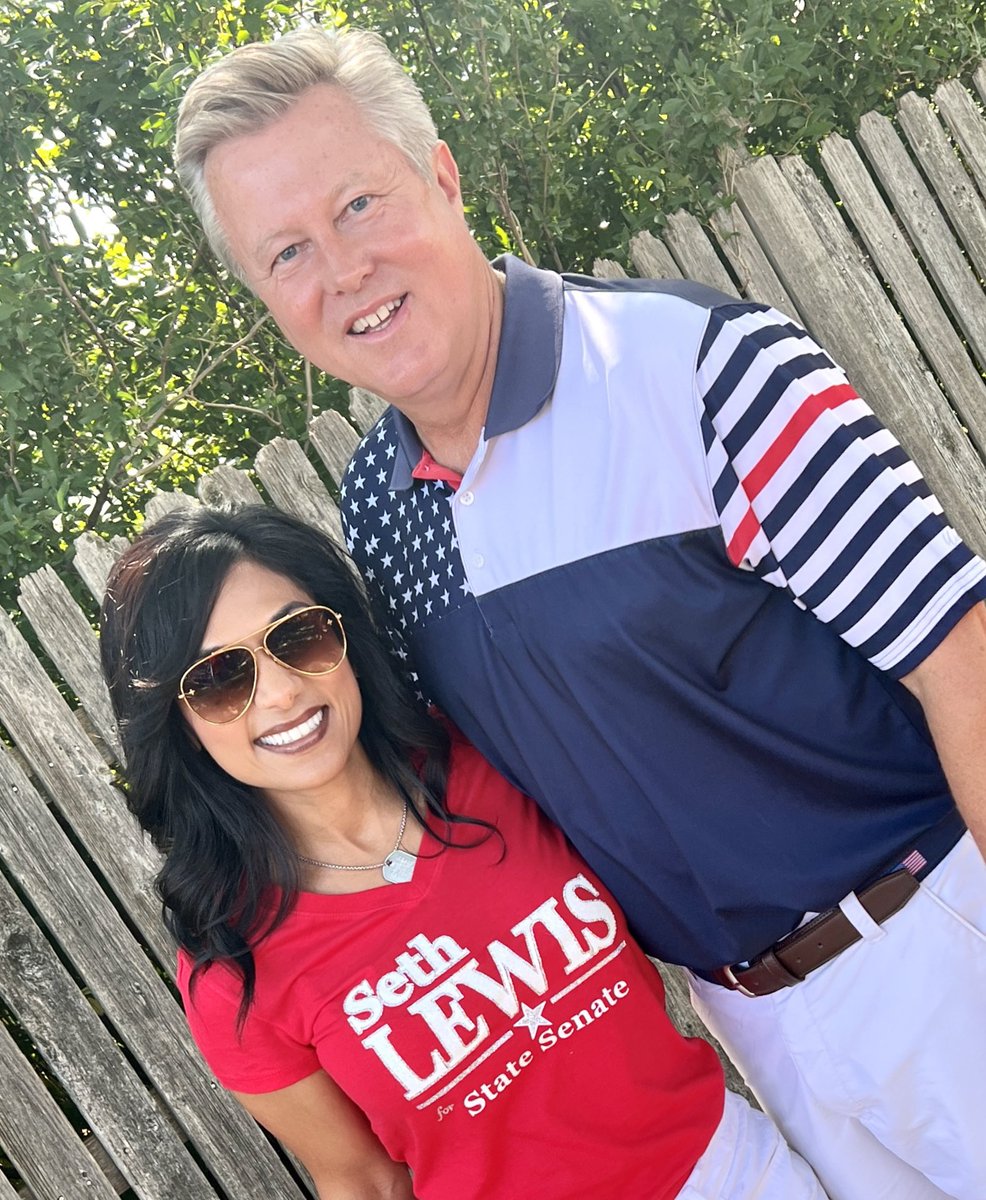 In 1997,I wore red, stood beside Seth &amp; married him.  25 years later, I wear red, stand beside Seth &amp; will VOTE for him! Seth is kind, honest, loyal, diplomatic, collaborative, passionate &amp; fair! Join <a href="/bsharmalewis/">Bhavna Sharma-Lewis</a> <a href="/MLewis2318/">Max Lewis</a> <a href="/clewis1903/">Clark</a> 🇺🇸PLEASE VOTE for <a href="/votesethlewis/">Seth Lewis</a>