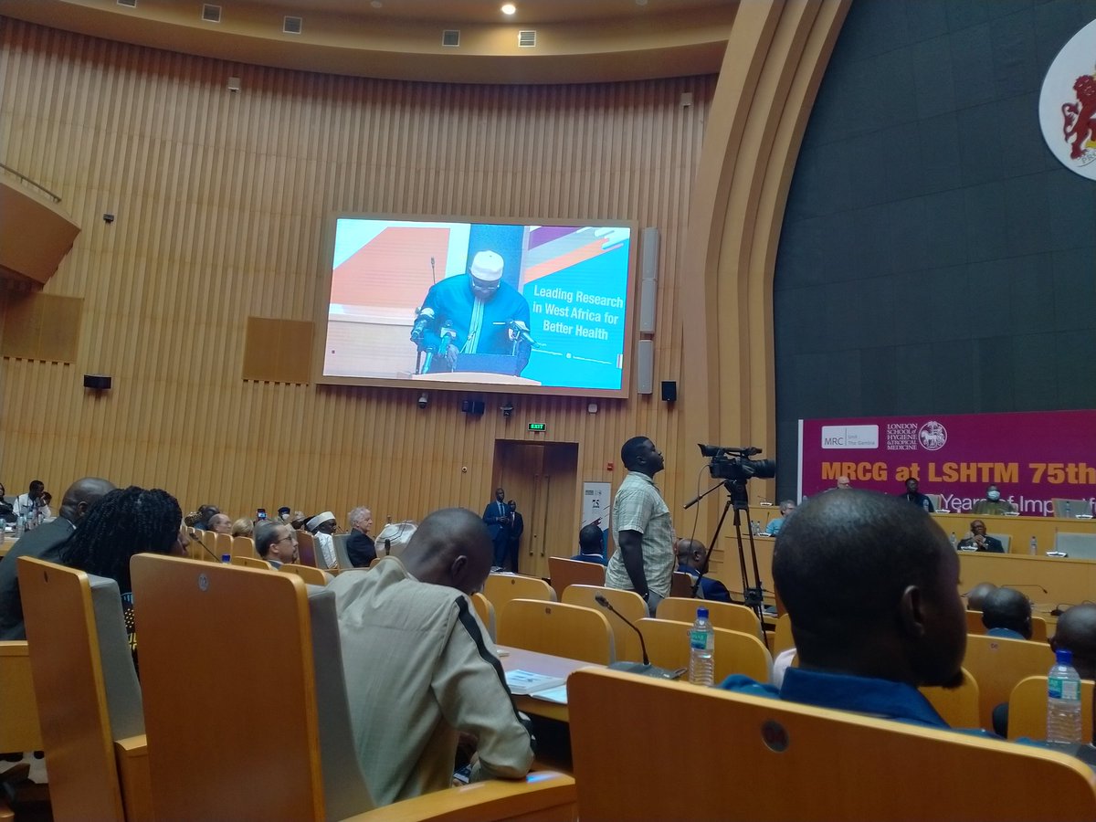 The President of the Republic of #TheGambia, His Excellency <a href="/BarrowPresident/">President Barrow</a>, declaring open the #75thAnniversary Symposium of the <a href="/mrcunitgambia/">MRC Unit The Gambia at LSHTM</a>. #MRCGat75 #MRCGatLSHTMImpact