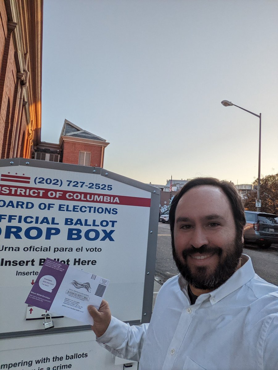 JonDC51's tweet photo. #IVoted safely and securely by dropping off my ballot last week. 
If you're voting today, vote for the party that wants to make it easier to vote (Democrats), not the one that is making it harder to vote AND won't recognize an election outcome where they lose. https://t.co/Ht8nwaNZvs