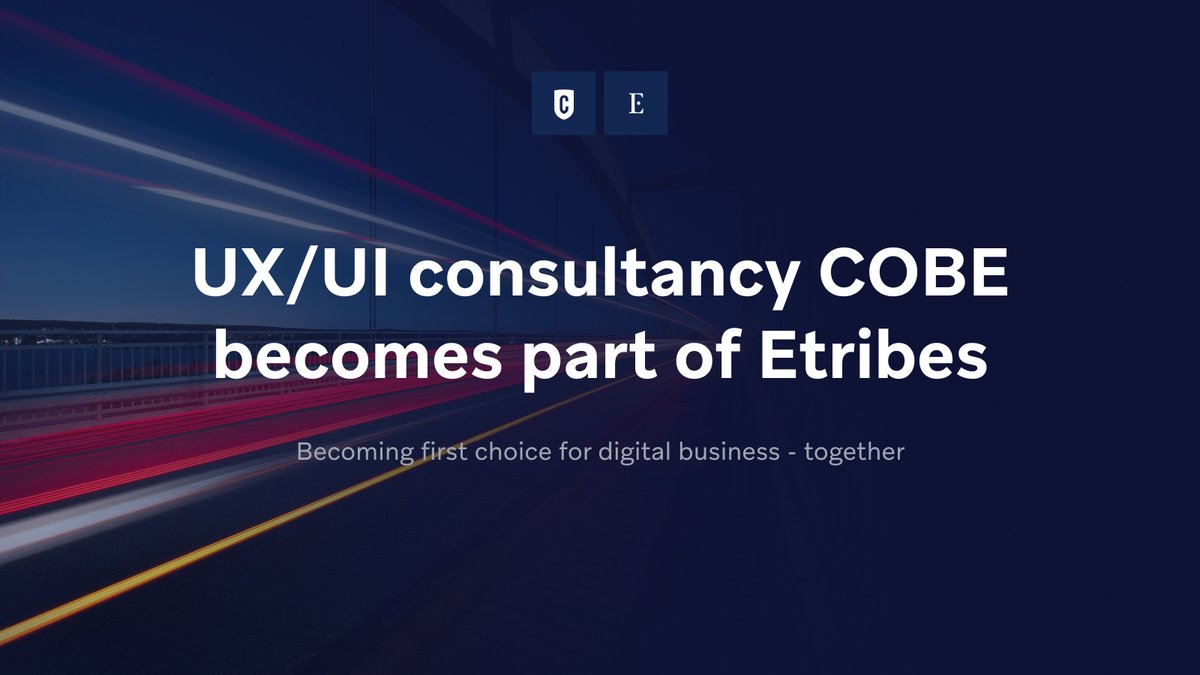Breaking News!💥

The Etribes Group is growing and is getting COBE, one of Germany's most successful UX/UI consultancies, on board.

Find more information about our joint mission on the Etribes blog: etribes.de/blog/cobe/

#Etribes #cobeisfresh #DesignAtEtribes #merger