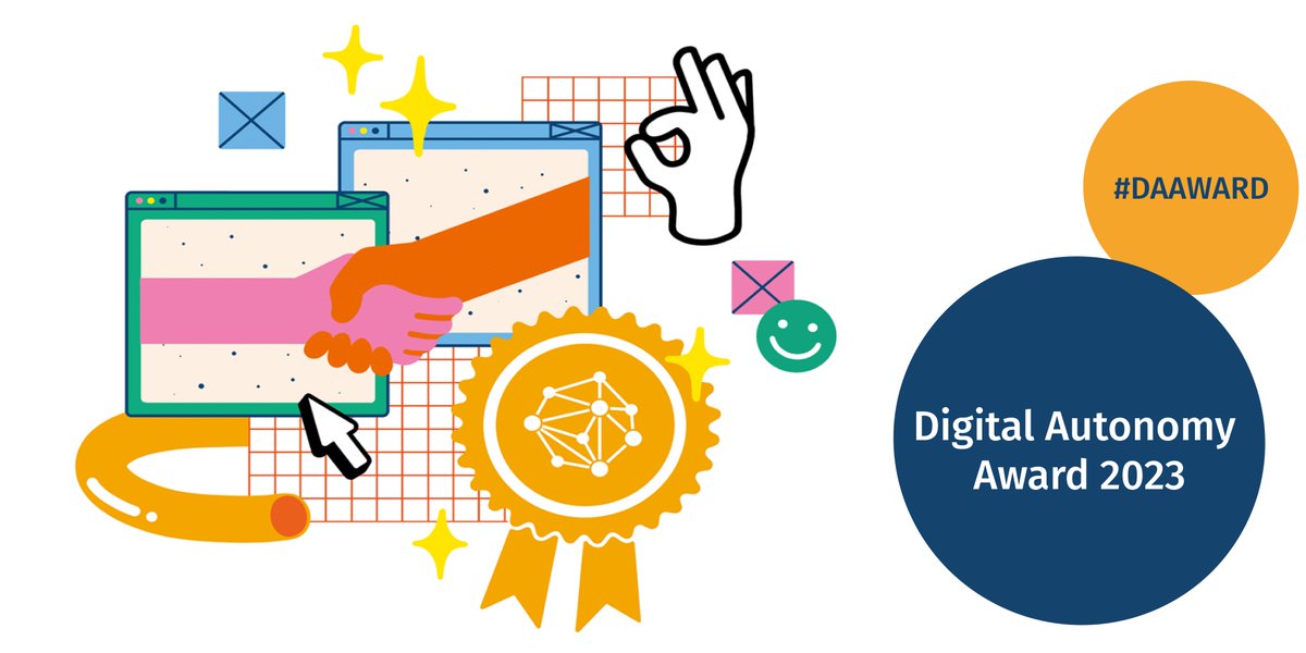 DigiAutonomyHub's tweet image. Wir suchen Eure digitalen Lösungen für mehr #digitaleSelbstbestimmung! Heute sind es noch genau zwei Monate bis zum Einreichungsschluss für den Digital Autonomy Award 2023 🏆. Alle Infos: digitalautonomy.net/award.

@BMBF_Bund @WikimediaDE @DigitalimAlter @vzbv @digitalechancen
