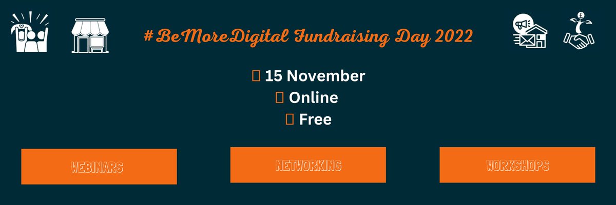 CharityDigiOrg's tweet image. 1️⃣ WEEK TO GO! Book your tickets now! 

Join us at our third #BeMoreDigital Fundraising Day 2022 for a FREE event of informative, and interactive panel sessions, webinars, and workshops! What's not to love? 

View the agenda,  and register here: ow.ly/JjTw50Lxp7J