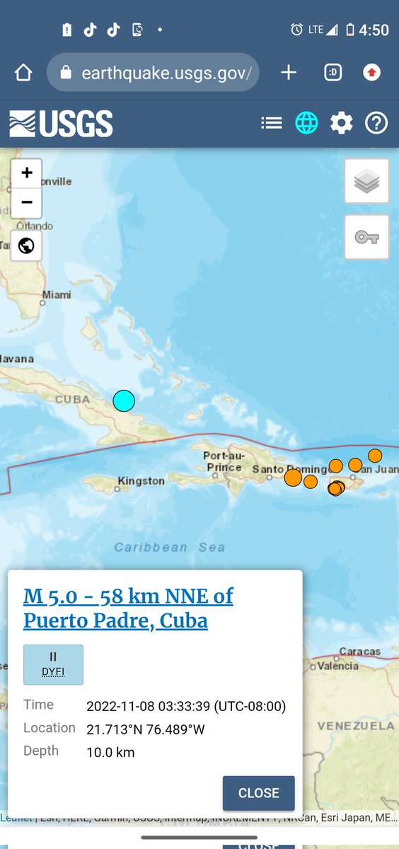 M5.0 #earthquake near Cuba 11/08/2022. Watch for China, Italy for 4-5 range still next few days watch. A 2.1 EQ happened two days ago in SE Missouri near the fort shape a few weeks happened next to the river now closer to a prison facility. Tennessee, North Carolina, Virginia⚠️👀