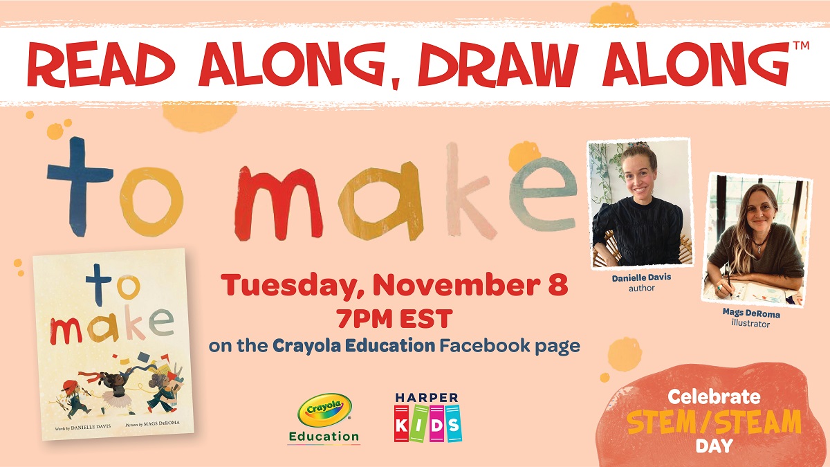 Tune in TONIGHT at 7pm EST to join author @writesinLA in a #readaloud📗 of TO MAKE, an ode to the joys of the creative process🌈. Then join illustrator <a href="/magsderoma/">Mags DeRoma</a> in creating collage art 🎨 inspired by the story!

Watch here: fb.me/e/2cZRquiCC