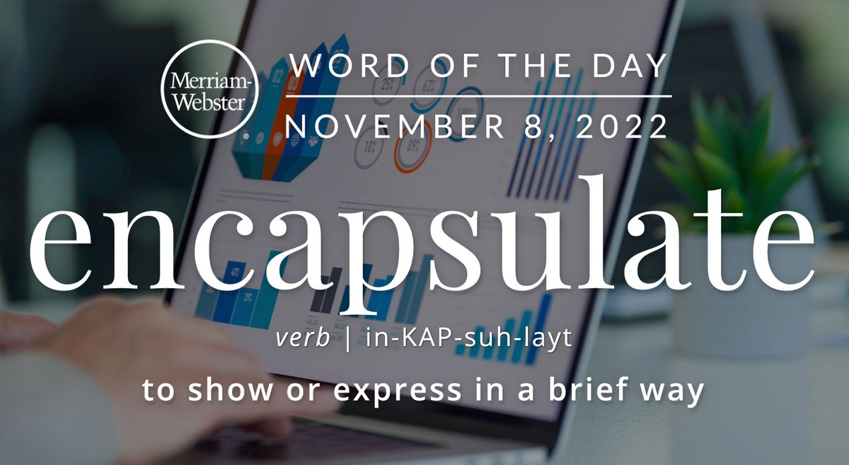 MerriamWebster's tweet photo. Good morning! Today's #WordOfTheDay is 'encapsulate' https://t.co/1R0ymCNnm0 https://t.co/wvYdMgQhJw