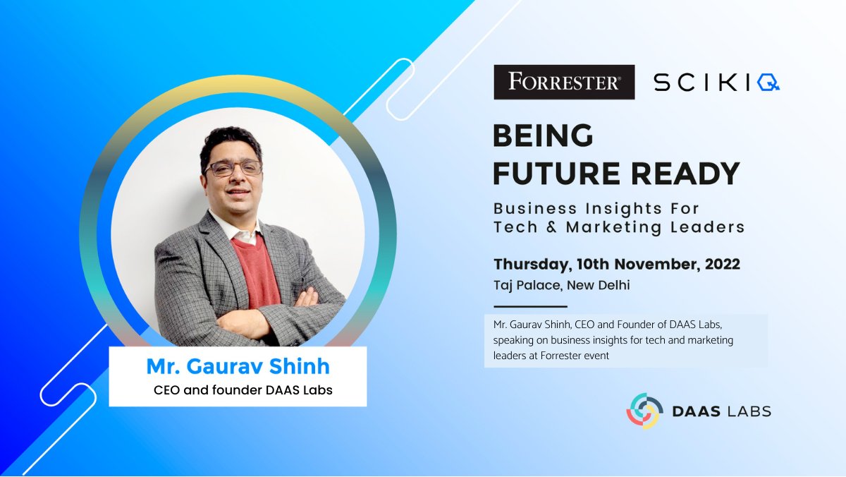 daas_labs's tweet photo. Catch us live at the Forrester event.
Listen to Gaurav Shinh CEO of DAAS Labs speak at the event and Interact with SCIKIQ Team.

Being Future Ready
Business Insights For Tech &amp; Marketing Leaders
Thursday, 10th November 2022. Taj Palace, New Delhi.

#SCIKIQ #datafabric #Data https://t.co/idljwsKXbH