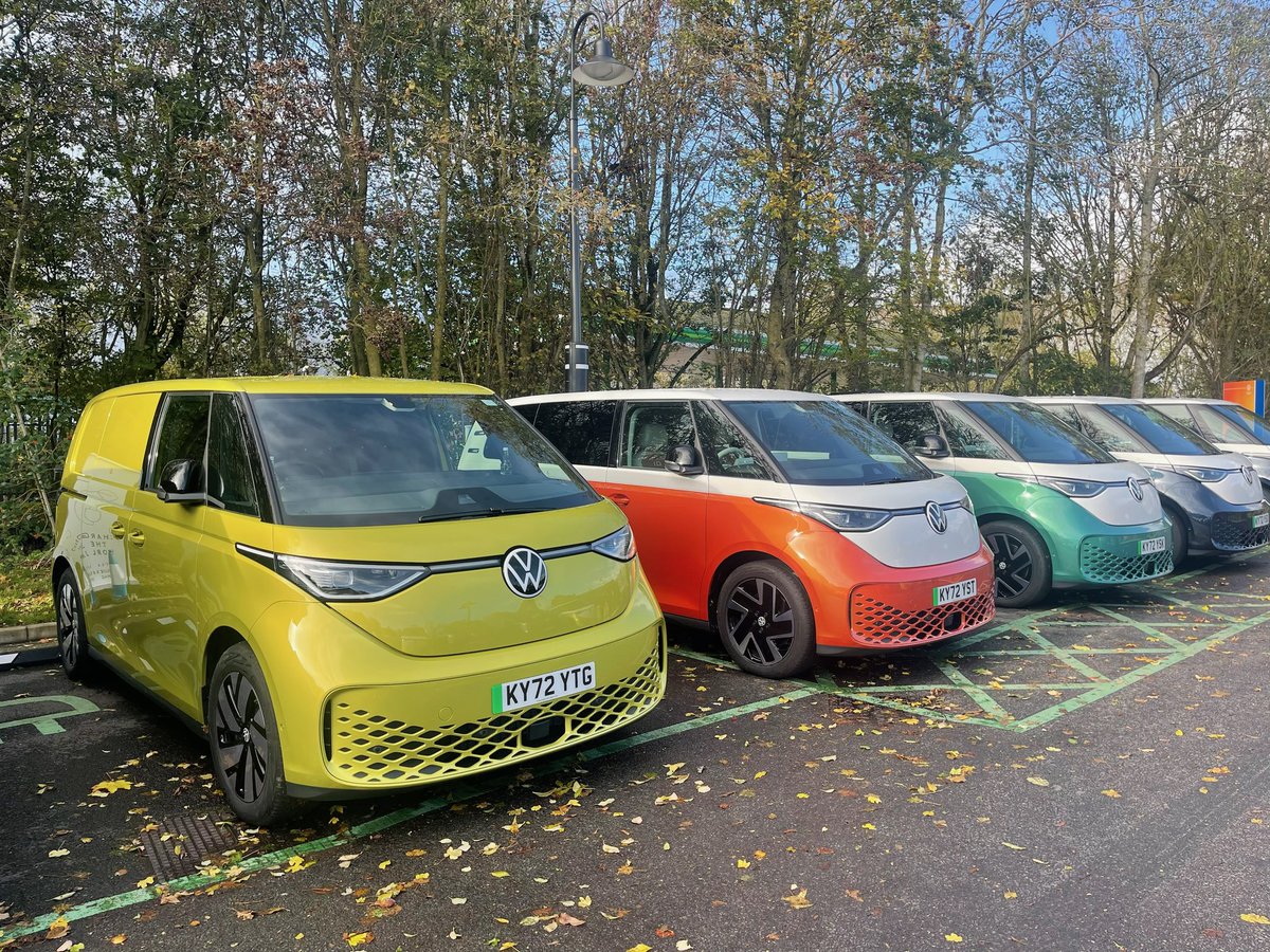 ElectrifyingCom's tweet photo. We’ve waited so long for today! Finally driving the new VW ID. Buzz in the UK for the first time! Looks amazing, but frunk fans should look away now… https://t.co/Xrjzs5bGaW