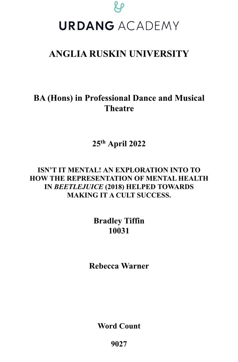 Bradders1st's tweet photo. @BeetlejuiceBway I wrote my final years dissertation on you please can I see it in person 🥺 if you wanna read you can 🥺🥺🥺 https://t.co/KLIDm6RzIu