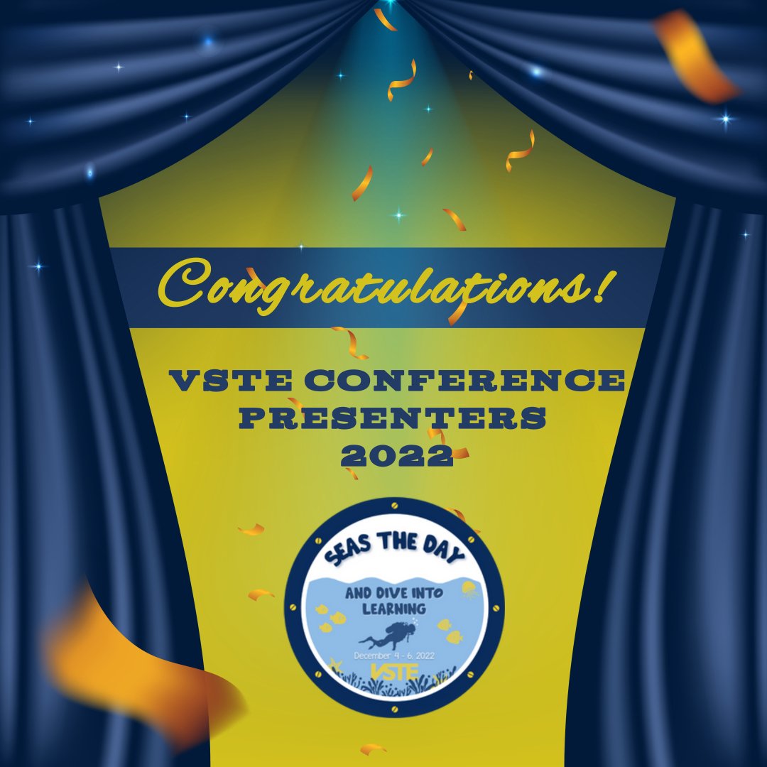 vste's tweet image. Did you hear that the presenters for #VSTE22 are awesome this year? Of course they are! Congrats to the following:
@PFHS_Tech @themrbread
@PHausEDU @afkinsler3 @EdTechSaurus
@MsPriesterEDU @steven_sproles
@COEMrsPeck @kmcdaniel27
@MsPettyTweets @MrsITRTBrown13 @ctroxell @fox1210