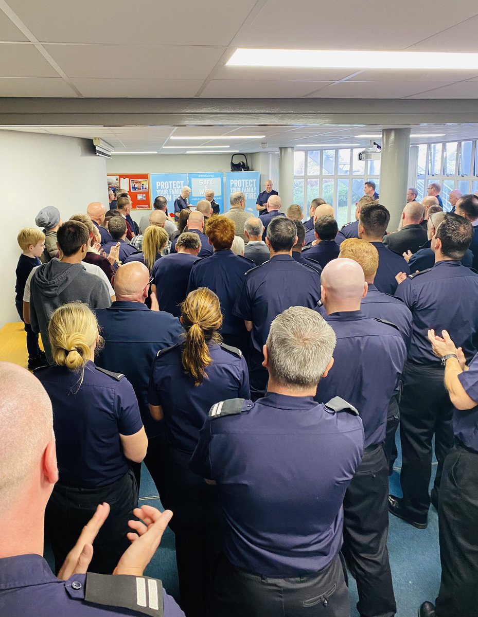 The Fire Brigade Long Service and Good Conduct Medal awarded to Watch Manager Arron Jepp today by our Chief <a href="/NeilOdin/">Neil Odin</a>. 20 years of service at Rushmoor station. WM of both White Watch and our On Call section. Massive respect to this man and a fantastic turnout for you Arron X🙌
