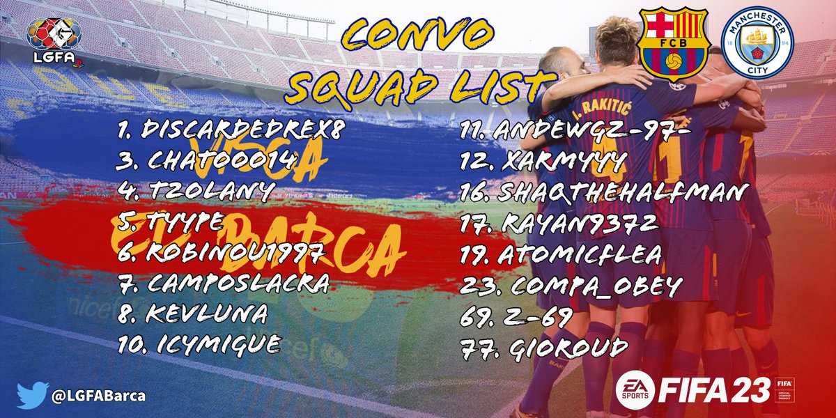 LGFABarca's tweet photo. 🚨 @icymigue’s squad for tonight! #BarçaManCity https://t.co/2HE5m9ptzO