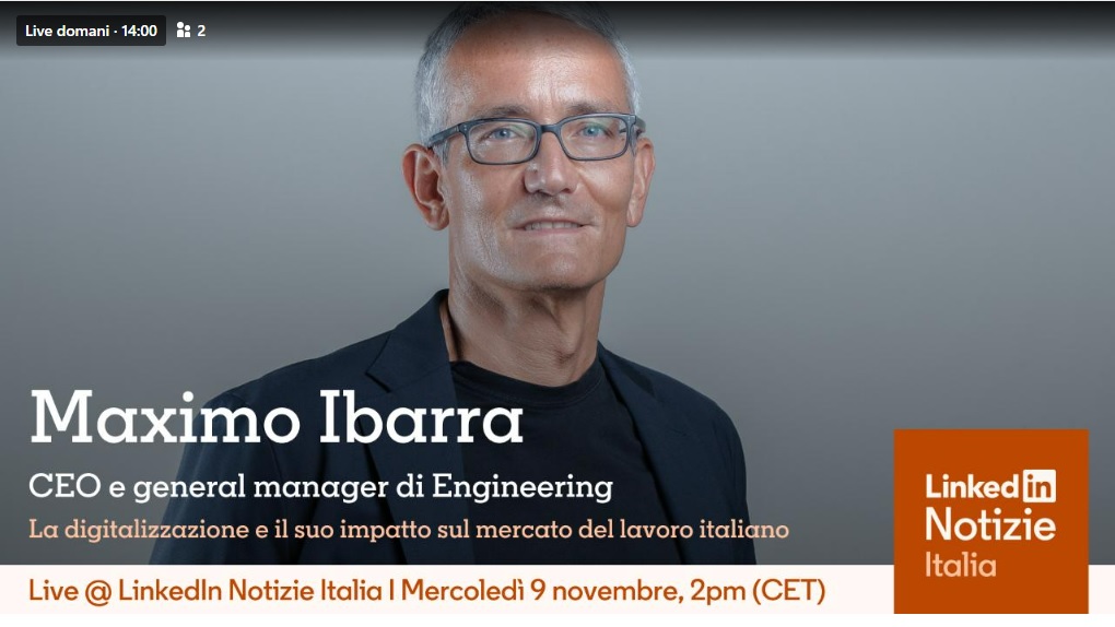 EngineeringSpa's tweet image. Quali ostacoli stanno affrontando le imprese nel loro percorso di digitalizzazione? Quali sono le competenze più richieste oggi e in futuro? 
Segui domani alle 14 l’intervista live al nostro CEO Maximo Ibarra su Linkedin Notizie.
linkedin.com/video/event/ur…
#LifeatEngineering