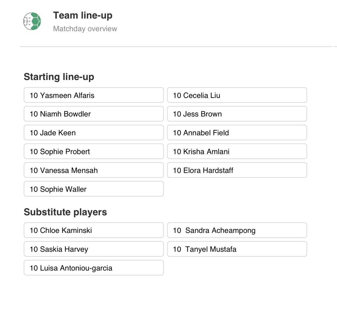 UOEWFC's tweet photo. Second team formation and line-up ❤️🖤 https://t.co/CUcA9c4CHs