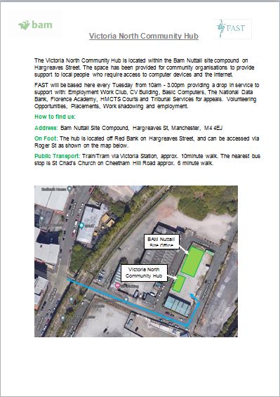 FASTMcr's tweet photo. FAST is pleased to announce we are now based at the New Victoria North Community Hub #community #Support #Employment #workclub https://t.co/6SDbvds69M