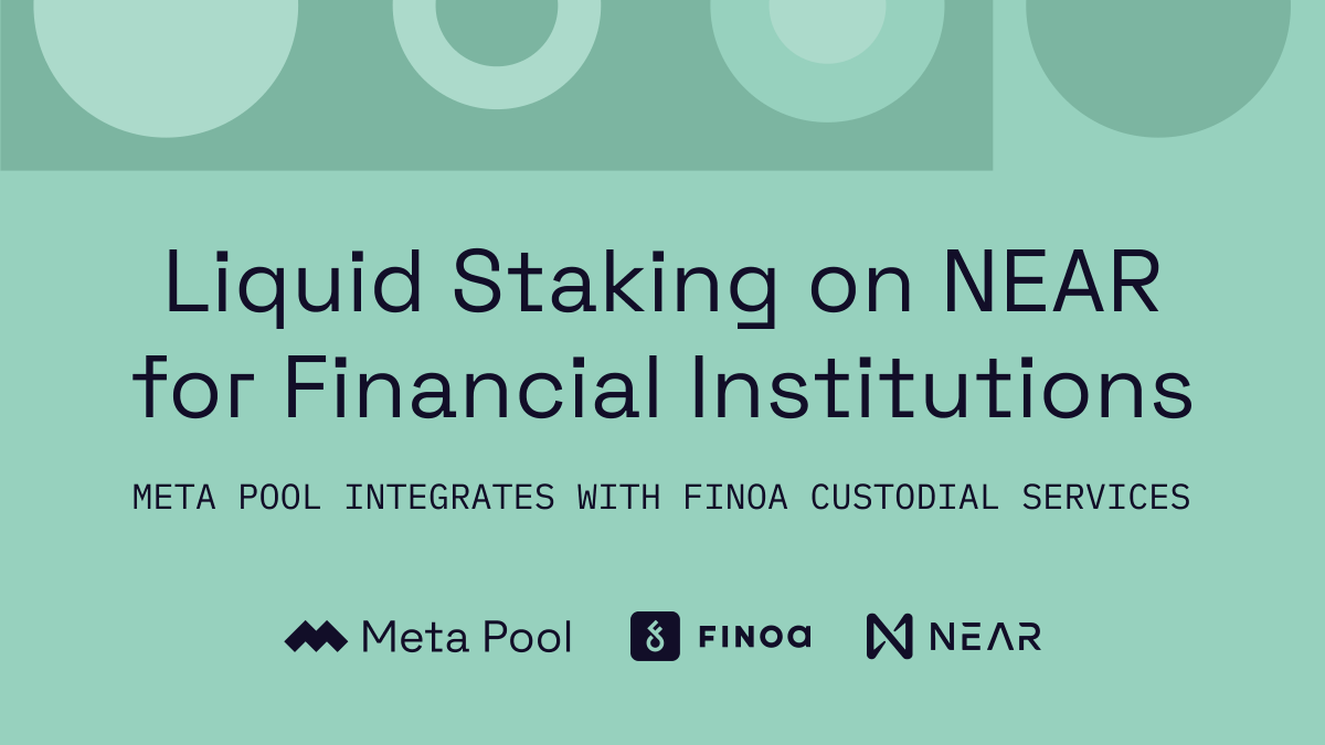 meta_pool's tweet photo. 📣 Its time for a BIG ANNOUNCEMENT 😎

🚨 Meta Pool is integrating @Finoa_io !! We're opening the door for custodial staking on #NEAR 

⚡️ Banks, Fintechs, VCs, and more will now be able to stake their tokens with Meta Pool through Finoa! 

Read more ⬇️
https://t.co/Xa0UAHIjfn https://t.co/UvXJSZi8fK