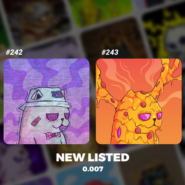 GM / GN #NFTCommunity 😸✌️
NEW LISTED on <a href="/opensea/">OpenSea</a>
Ready to be adopted😻
Grab it fast 💥!

Item link👇

#242 (MURAL CAT)
opensea.io/assets/matic/0…

#241 (PIZZA CAT)
opensea.io/assets/matic/0…
.
444 FreakyCats coming to you😻!!
.
#nftcollector #NFTcollections #NFTdrop #NFT宣伝枠 #NFTs