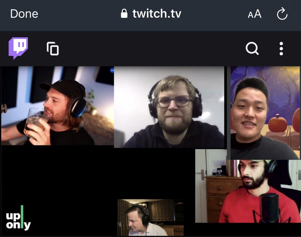 karmabhutia's tweet photo. @Snowden @zhusu @cobie @AlamedaTrabucco @stablekwon just showed up on @UpOnlyTV 
What a day in crypto https://t.co/KHUDlJ0oat