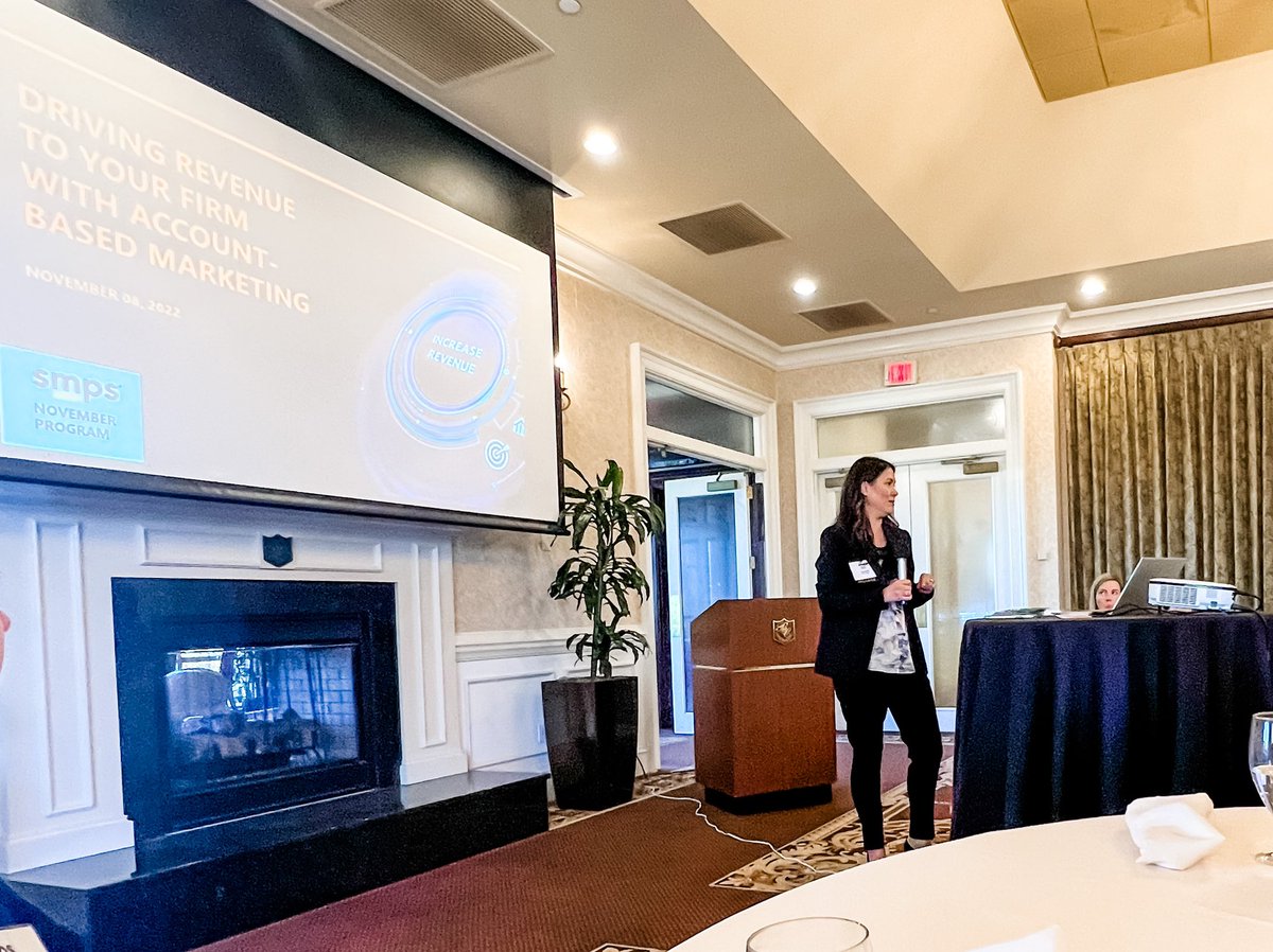 Marketing_Mel's tweet photo. Awesome @smpstriangle program today on “Driving Revenue To Your Firm With Account-Based Marketing”. Special thanks to @JudySparks for the informative and thought-provoking session #smps #abm https://t.co/sYq7NT8vUT