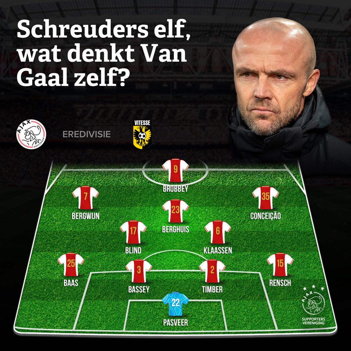 Schreuders elf, wat denkt Van Gaal zelf? #ajavit #schreuderself