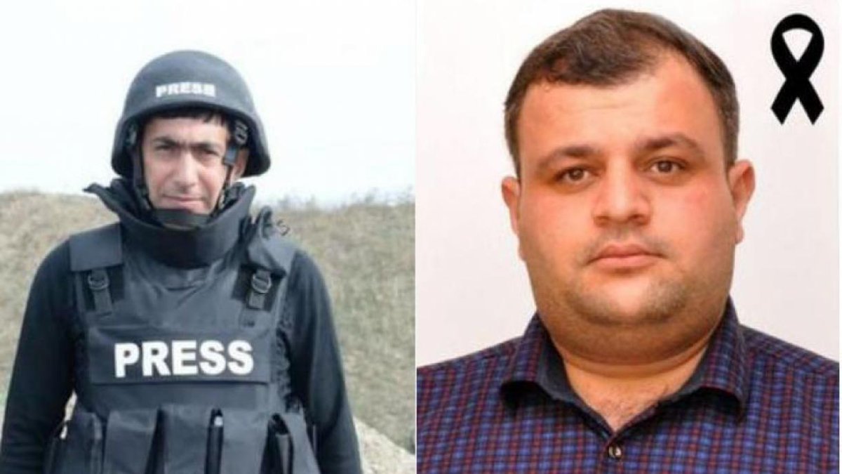 MahmudAlmaz's tweet photo. AZERTAC reporter Maharram Ibrahimov and AzTV cameraman Siraj Abishov lost their lives as a result of a mine explosion while performing their duty in Kalbajar.
#Zəfərqorumaqlayaşadılır 
#Zəfərfədakarlıqlaqazanılır
#Zəfərinamdanbaşlayır #Victoryday #Shusha #ArmenianGenocide https://t.co/UZQgDy1ILS