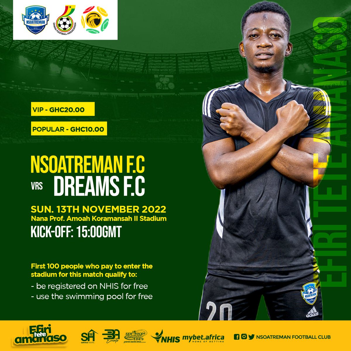 Nsoatreman_FC's tweet photo. UP NEXT 👇👇👇
WE ARE BACK 🔙 TO OUR FORTRESS 🛕🛕🛕
#NsoatremanDreams
@ServiceRadio | @NHIS_Ghana
@MybetAfrica | #ServiceHostel https://t.co/AxyMjBbvBD