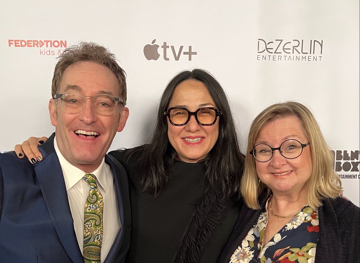 Me #angelicapickles and Tom Kenny #SpongeBob with our boss the President of Nickelodeon/Paramount Animation, Ramsey Naito!